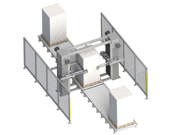 Integrated system: bulk bag conditioner with roller conveyors