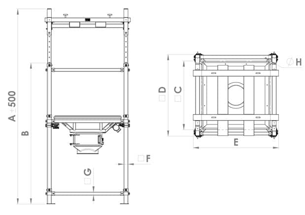 technical drawing of Gimat bulk bag discharger