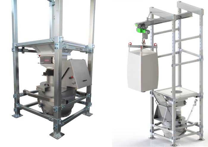 Bulk bag discharger with hoist