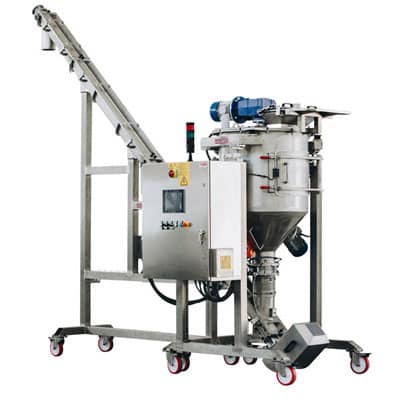 Mixing unit for powders with addition of liquids