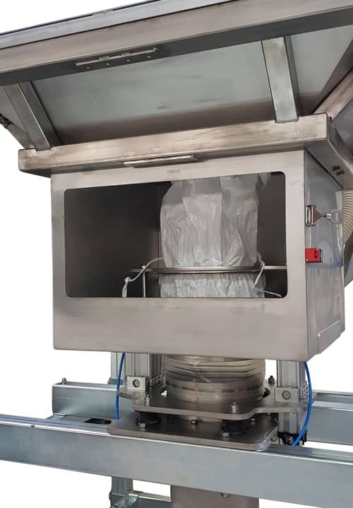 Dust proof bulk bag emptying