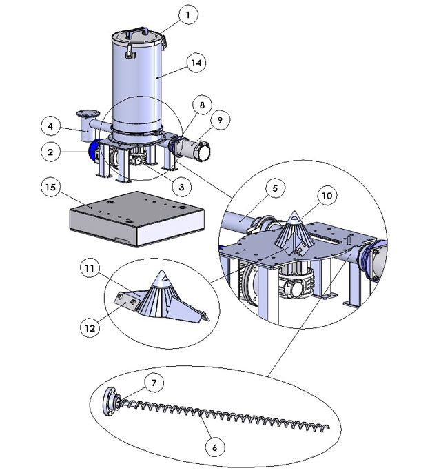 Parts of a powder feeder